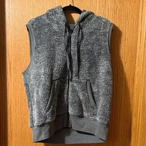 Eddie Bauer Gray Sherpa Hooded Vest